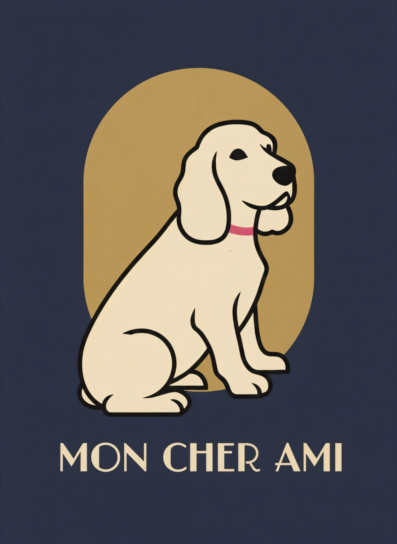 Dog as a 1920s Art Deco portrait poster with bold geometric shapes and limited palette by Furresco